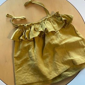 Mabo NEW ruffle string yellow mustard tank